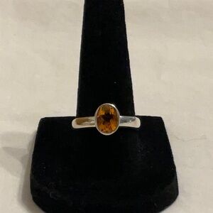 Sterling Silver Classic Ring with Baltic Amber Gemstone